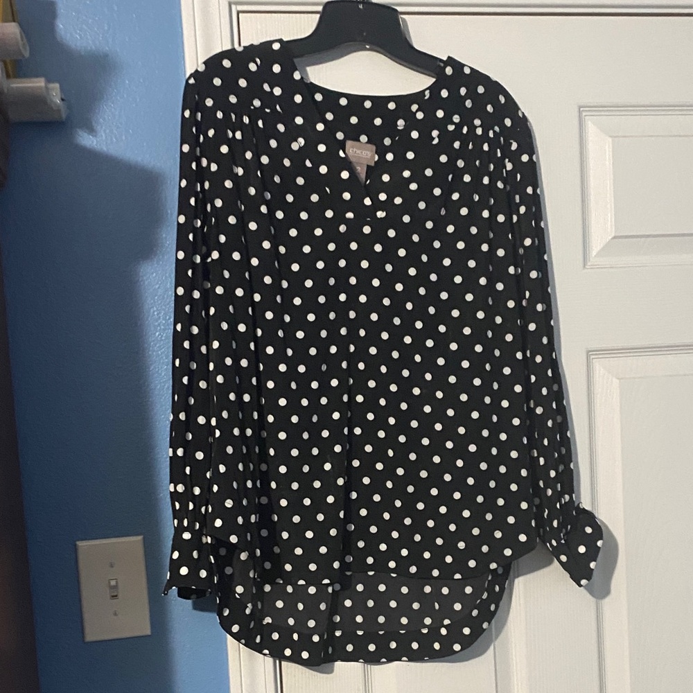Chico's Black and White Polka Dot Blouse